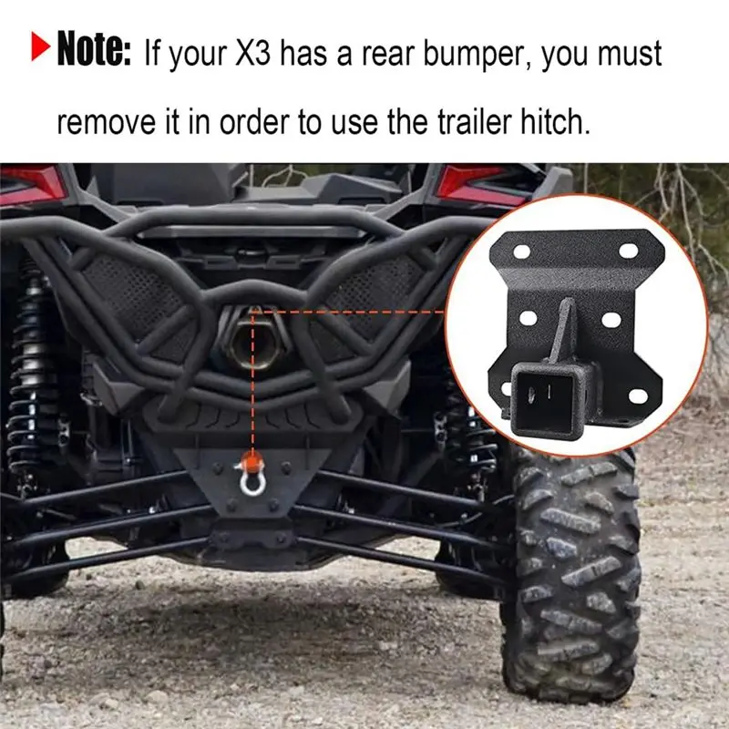 NEW HOT In Stock-2 Inch Rear Receiver Hitch 2017-2023 For Can Am Maverick Turbo/Max Turbo/X DS/X RS Turbo, Standard 2Inch Attach - view 3