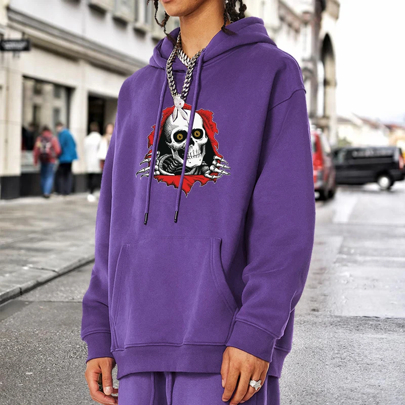 

Vector Skeleton Man Graphical Printed Men's Hoodie Sports Casual Fashion Men's Spring Autumn Pullover Loose Street Sweatshirt