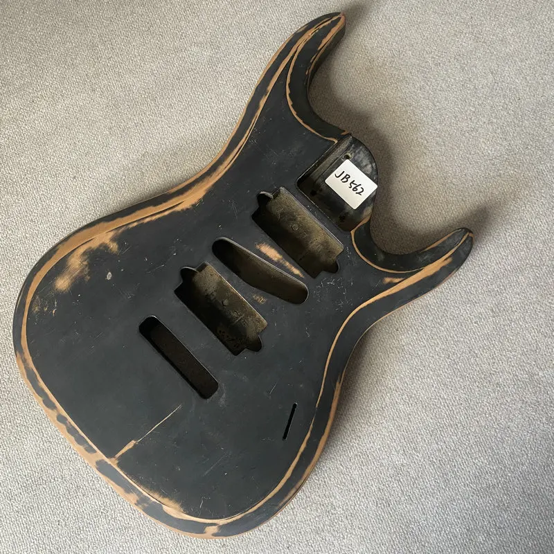 

JB562 Tremolo Bridge 7 String ST Electric Guitar Body HSH Pickups Right Hand Solid Wood Vintage Black Paints DIY Parts