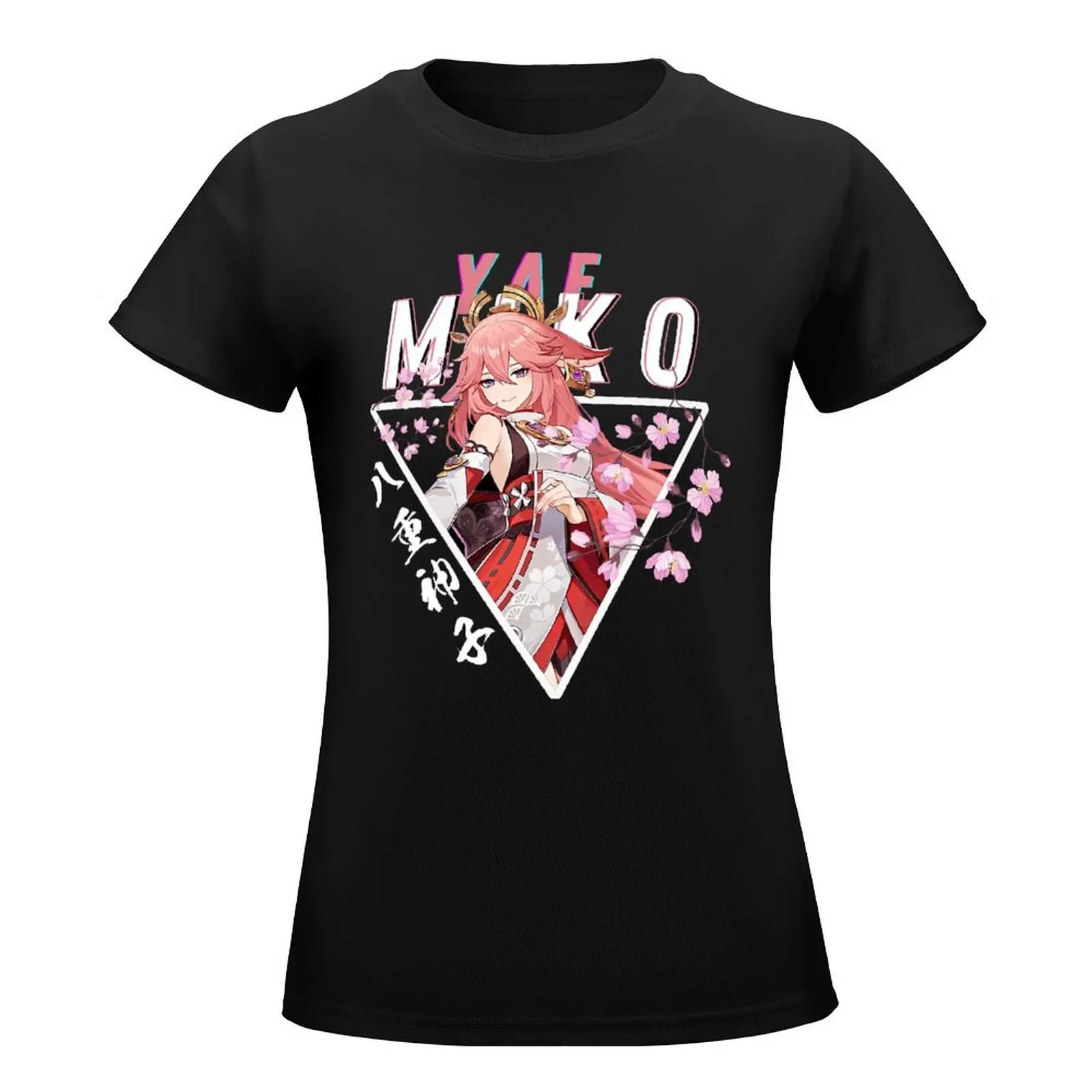 Yae Miko Genshin Impact Yae Miko T-shirts Graphic T-shirt Harajuku Movement  Funny Vintag Travel