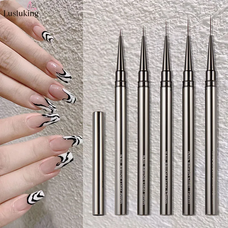 5 Stuks Nail Art Liner Borstels Handgeschilderde Borstel Acryl Uv Gel Kleuren Verf Bouwer Tekening Pen Diy Manicure Ontwerp Accessoires