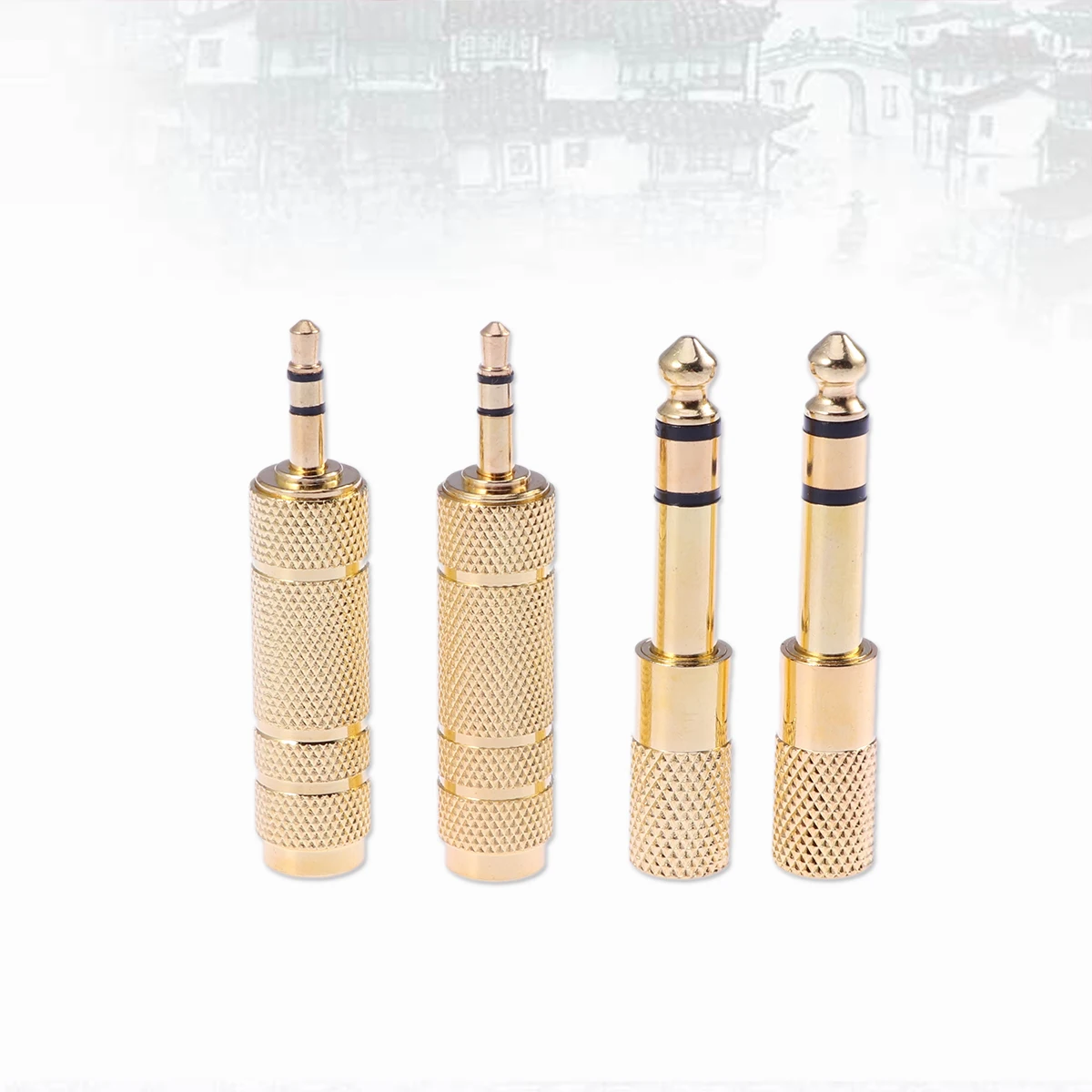 

3.5Mm To 6.35Mm Stereo Audio Adapter Gold Plated Jack Connector Converter With 360 Degree Grip Treads Brass Copper Plug For