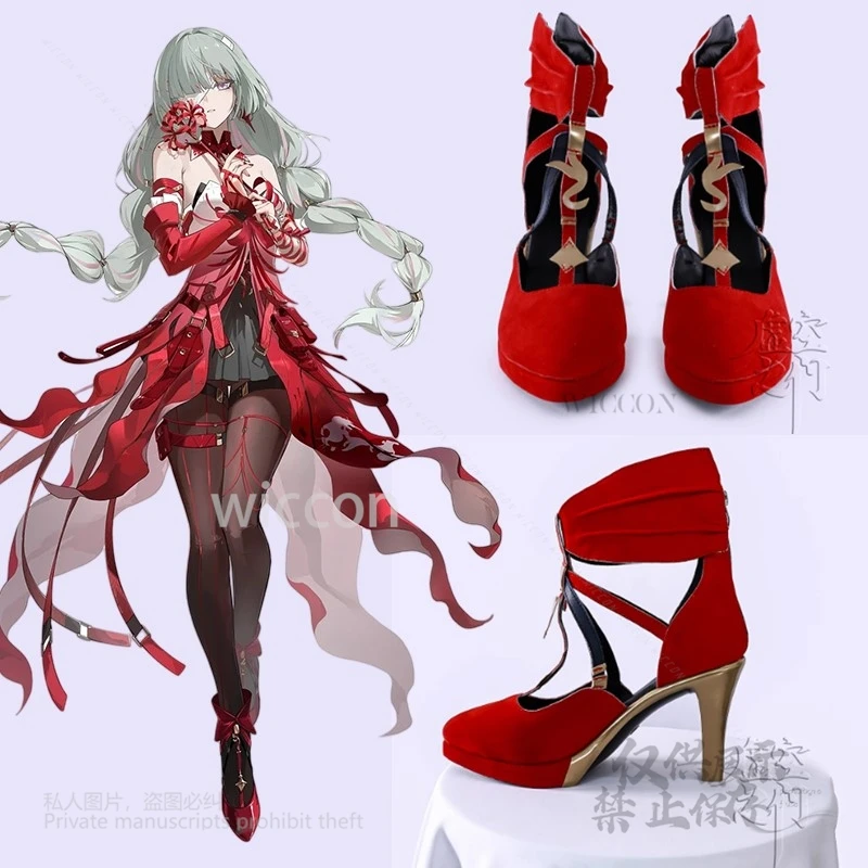 

Аниме фразолова игра Wuthering Waves обувь для косплея сапоги фразоли Хэллоуин Рождественская вечеринка красные туфли женские размеры 36-43 комиксы ручной работы