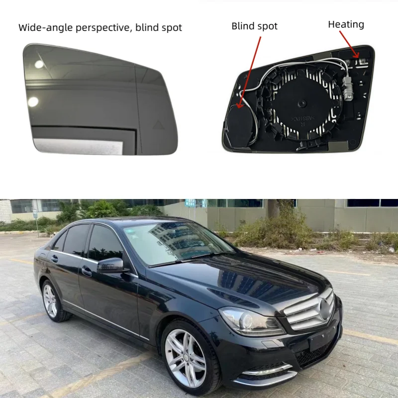 

For Mercedes Benz A B C E S CLA GLA GLK CLS W117 W176 W204 W207 W212 W221 W246 rear Heated Blind Spot Warning Side Mirror Glass