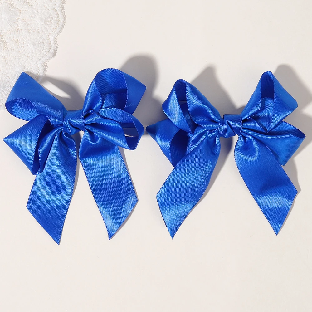 2 Stück/Set Kinder-Haarspangen Einfarbige Schleifenclips für Mädchen Zarte Bandschleifen Haarnadeln Kinder-Haaraccessoires – Detail 10