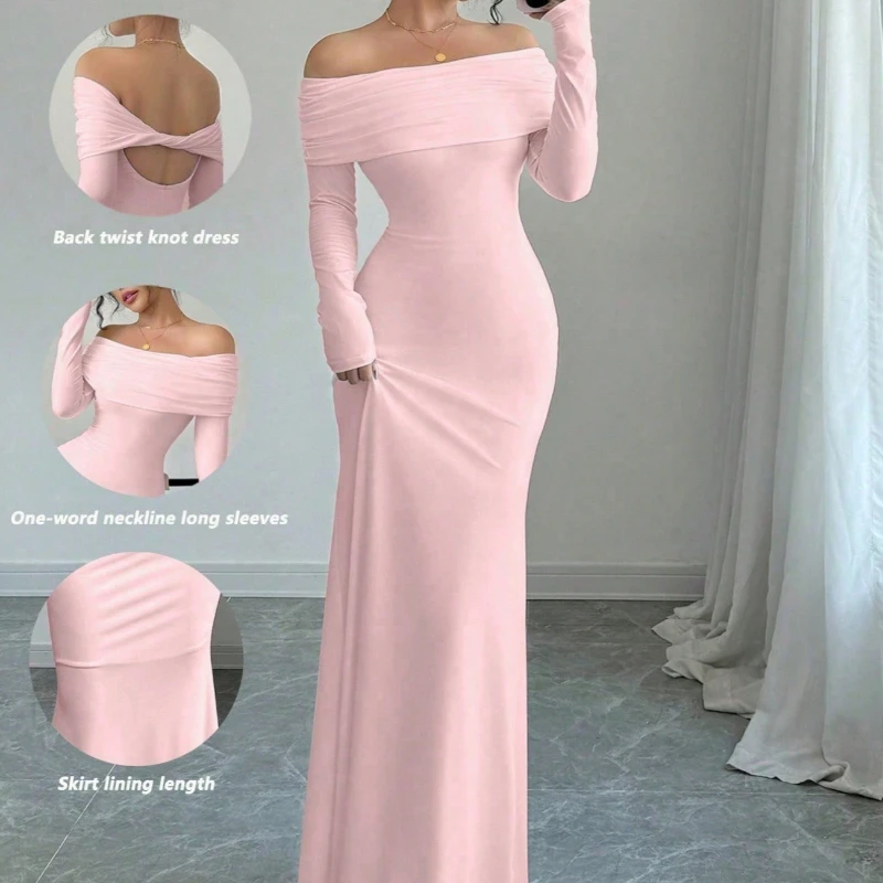 Sukienki damskie, biała suknia ślubna, wiosna-jesień, na jedno ramię, dopasowana, z odkrytymi plecami, seksowna, podkreślająca biodra, eleganckie sukienki damskie, vestidos.