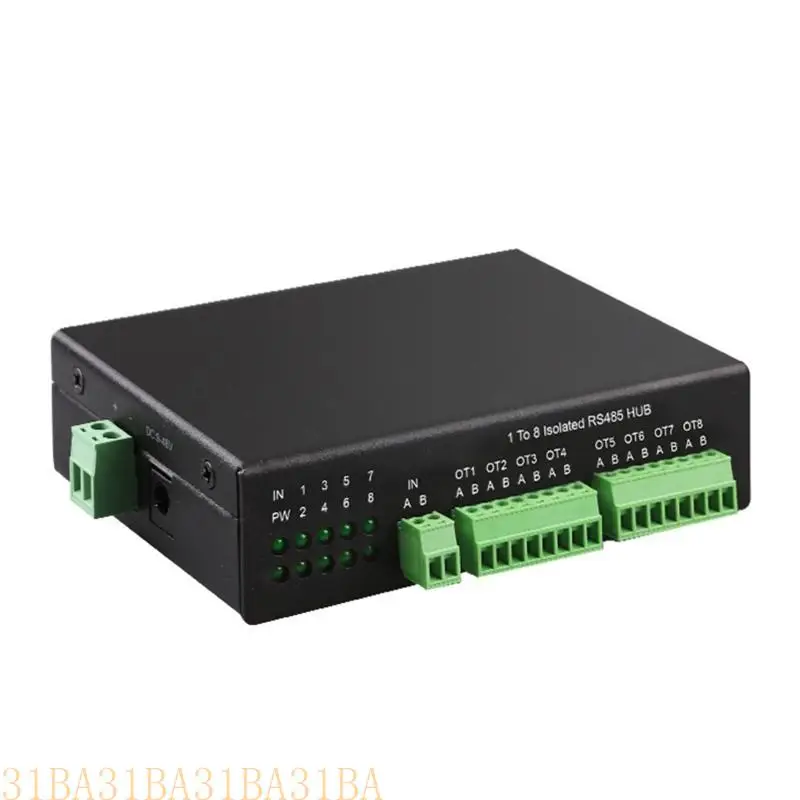 RS485 Hub 8-Channel RS485 Splitter 8-Port 485 Sharer Splitter 1 In 8 Out Industrial-Grade Isolated Support 152.2Kbps