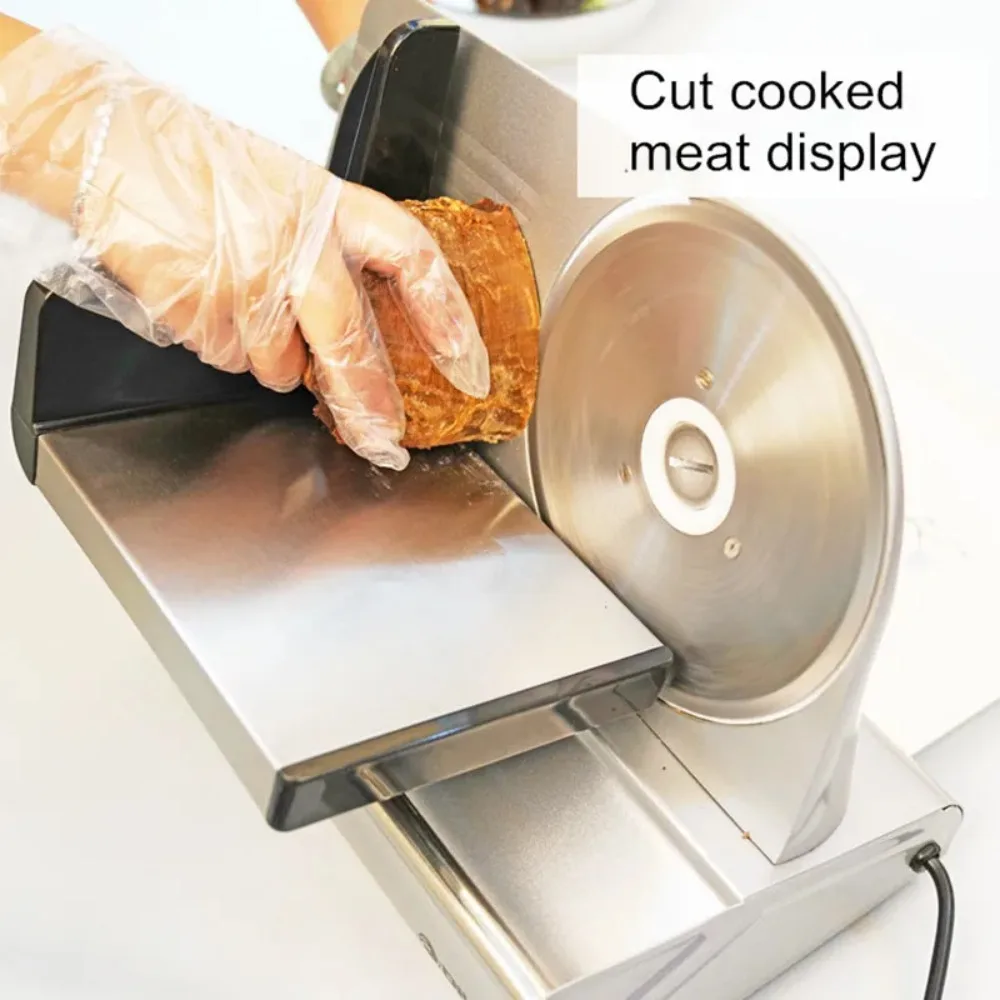 Electric Meat Slicer, Commercial Mutton Beef Lamb Cutter, Automatic Vegetable & Bread Slicing Machine, Stainless Steel Food 220V