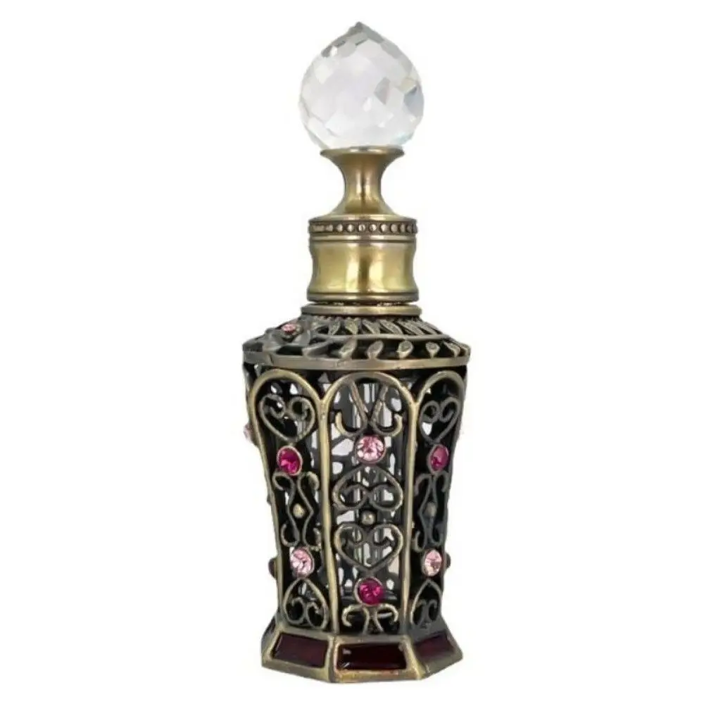 Zinc Alloy Vintage Scent Bottle Glass Dropper Dispenser Jeweled Scent Bottle 10ml Capacity Refillable Scent Bottle