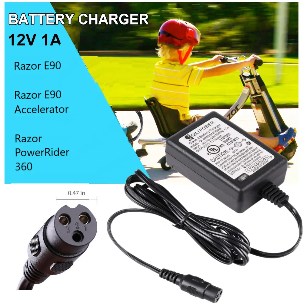 

12V Fast Electric Scooter Battery Charger Power Supply for Razor E90 Accelerator
