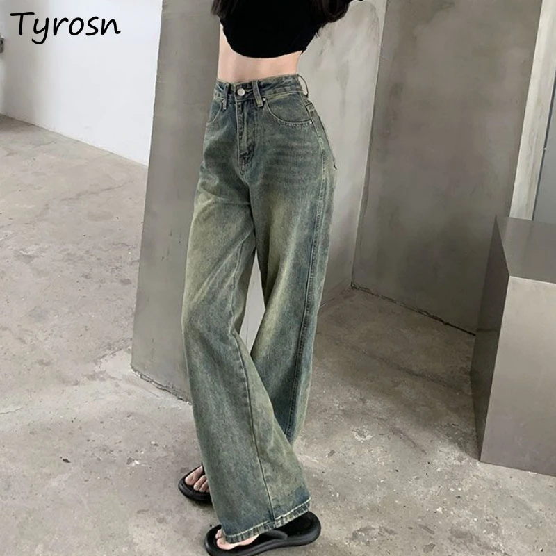 

Y2k Distressed Jeans Women Streetwear Washed Vintage American Retro Hotsweet Fashion High Waist Full Length Sexy Denim Trouser