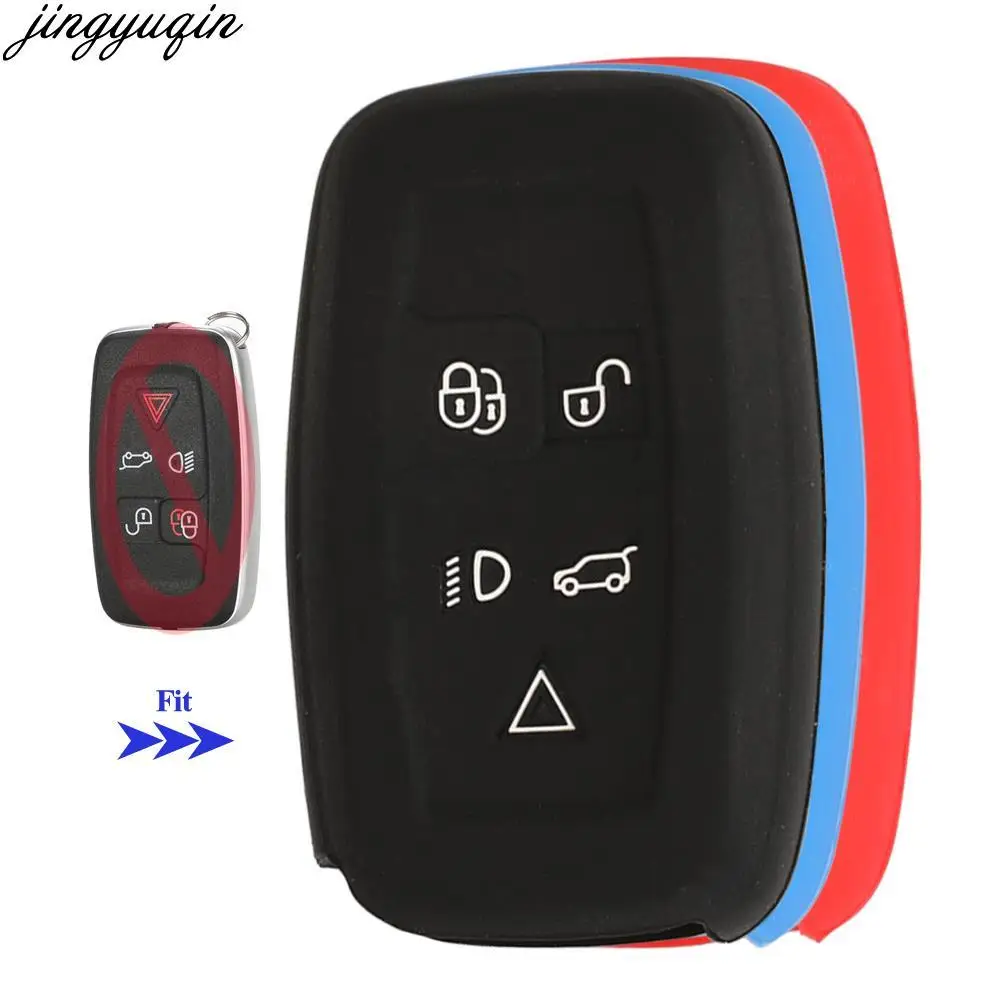 

Jingyuqin 10X Smart Car Key Cover Silicone Case For Land Rover Range Rover Evoque Discovery Freelander Fit Jaguar XE XFL XKR XJL