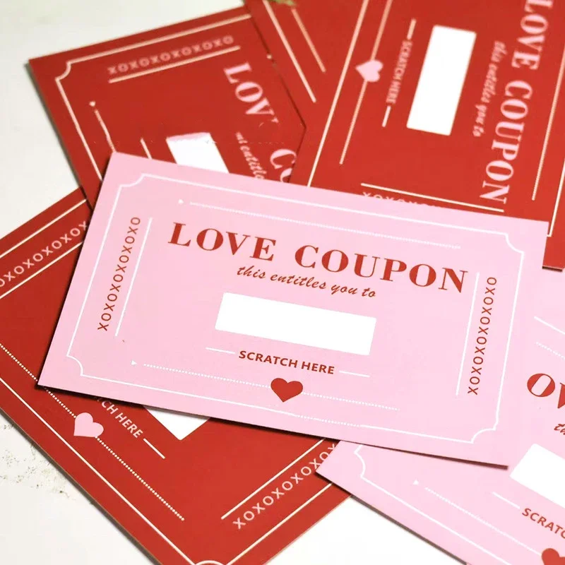 20PCS Scratch-Off Love Coupons DIY Valentine'S Day Love Coupons Creative Birthday Gifts For Lovers Card Funny Party Game Card