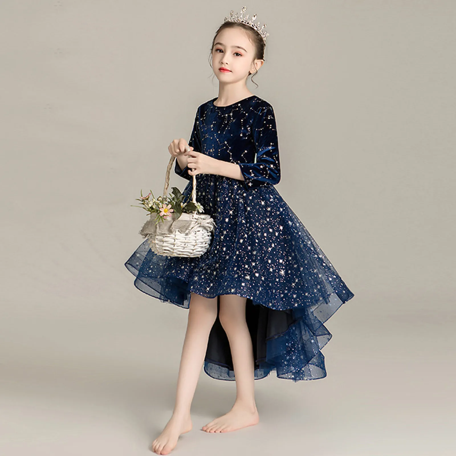 Baby Girls Party Christmas Gala Wedding Birthday Princess Dresses Kids Dress 5 8 To 10 11 Years Children's Blue Elegant Costumes