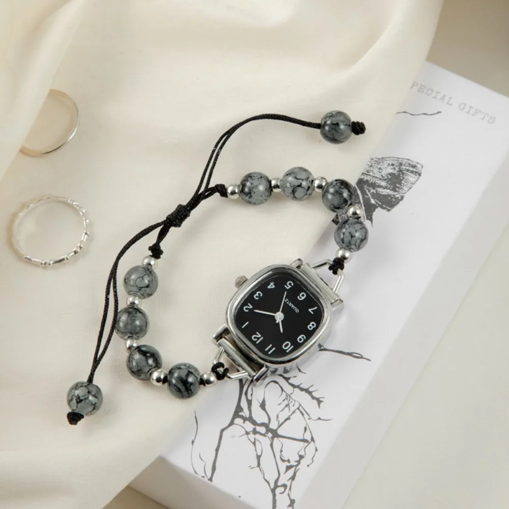 Orologio da polso con perline alla moda, cinturino regolabile, orologio a catena con ciondolo, orologio al quarzo, da donna e ragazza