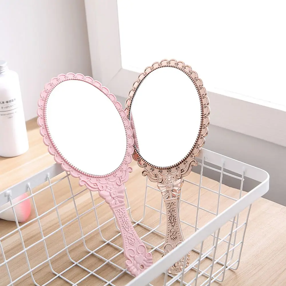 Miroirs de maquillage rétro Vintage pour femmes, miroirs à poignée à motif, miroirs en dentelle