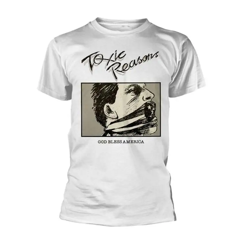 

TOXIC REASONS GOD BLESS AMERICA WHITE T SHIRT FRONT BACK PRINT
