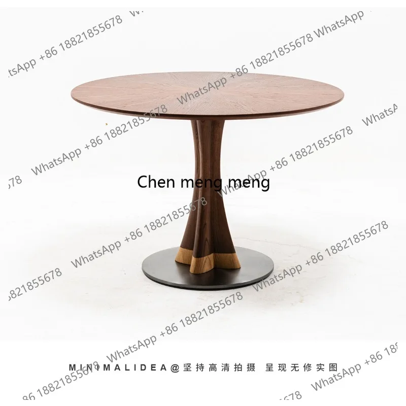 

Dining table retro solid wood simple dining table Nordic round table household medieval small apartment