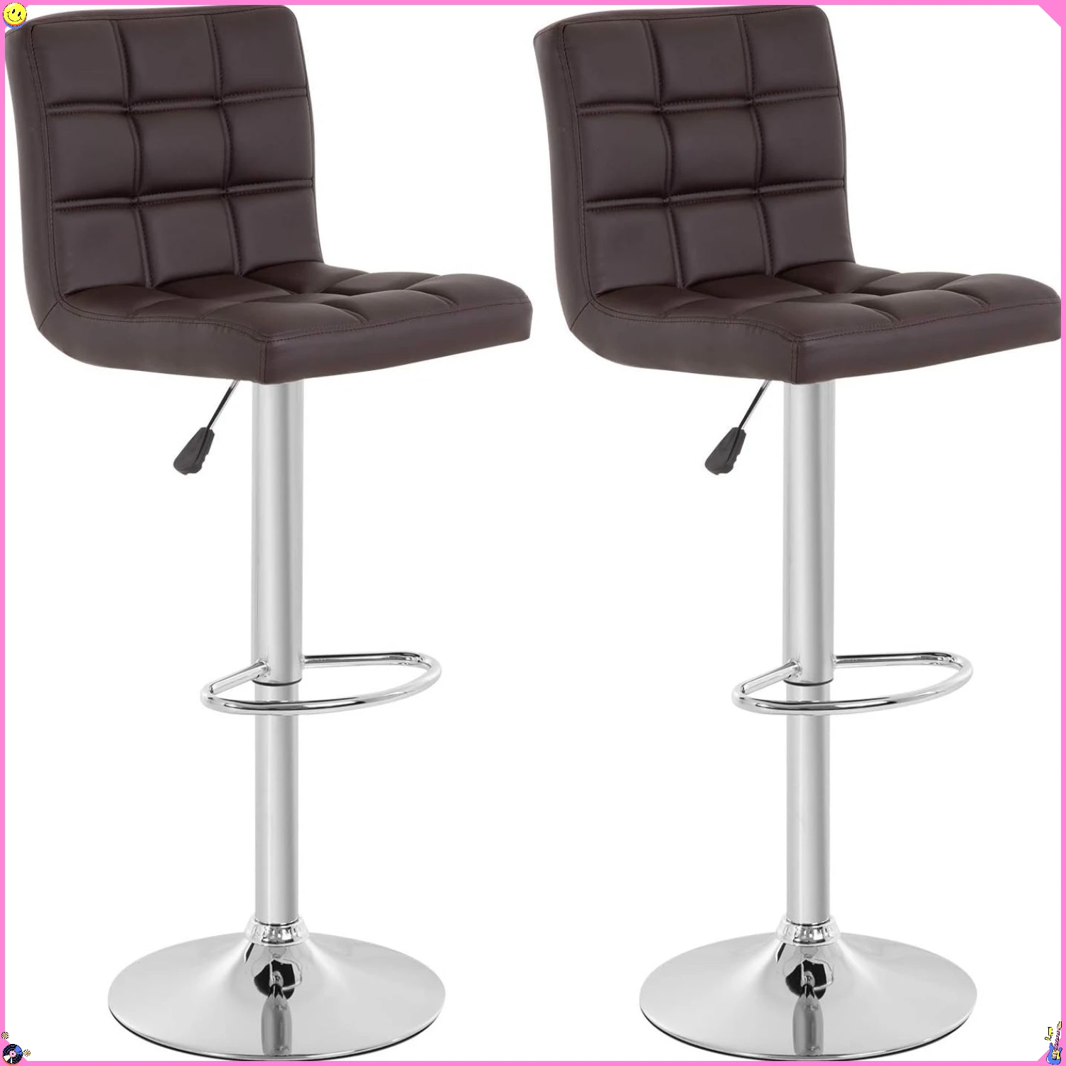 مجموعة مقاعد بار هيدروليكية حديثة قابلة للتعديل مكونة من 2، مقاعد بارتفاع دوارة من جلد البولي يوريثان لديكور المنزل في بار المطبخ #2