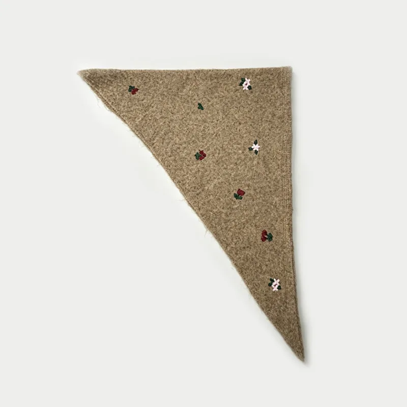 Original Niche handbestickter Wollmischschal mit Rosenblumenmuster für Damen, herbst- und wintergeeignet, gestrickter warmer Schal. – Detail 9