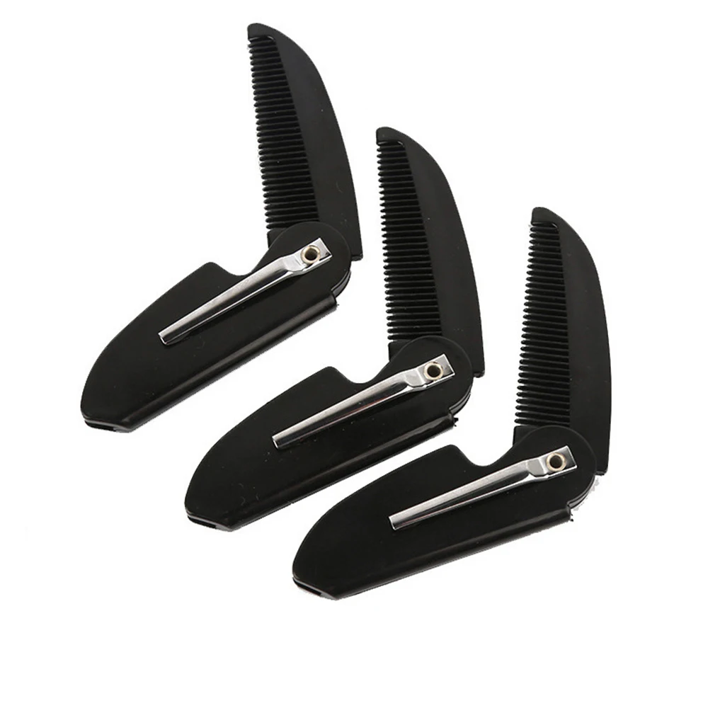 1pcs Man Woman Folding Portable Practical Pocket Clip Beard Comb Salon Styling Hair Tools Everyday Grooming Hair Black