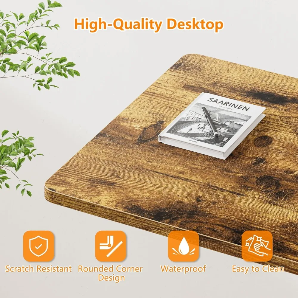 مكتب محمول بارتفاع قابل للتعديل مقاس 32 بوصة للمكتب المنزلي، مكتب صغير للجلوس مع عجلات لبيئة العمل المريحة #5