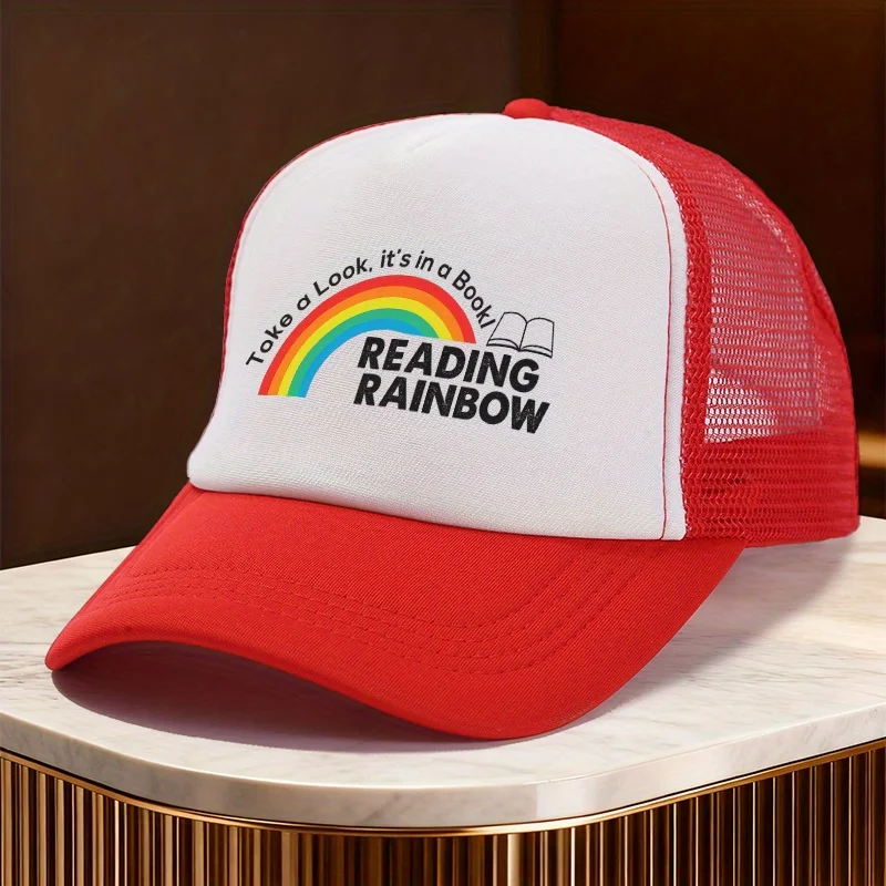 Reading Rainbow Trucker Hat Take a Look It's in a Book Graphic Mesh Baseball Cap Unisex Adult Casual