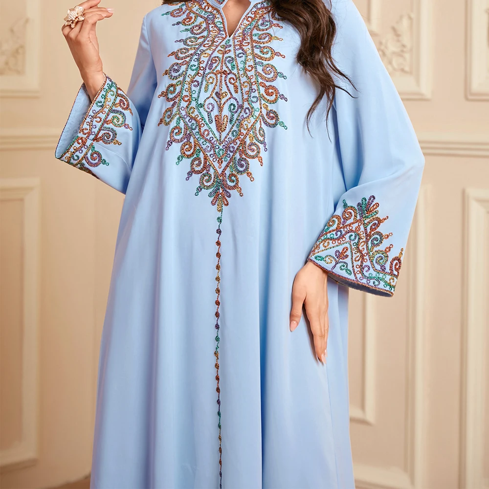 

Eid Embroidered Abayas for Women Muslim Evening Party Dress Kaftan Dubai Turkey Islam Jalabiya Caftan Marocain Femme Robe Kebaya