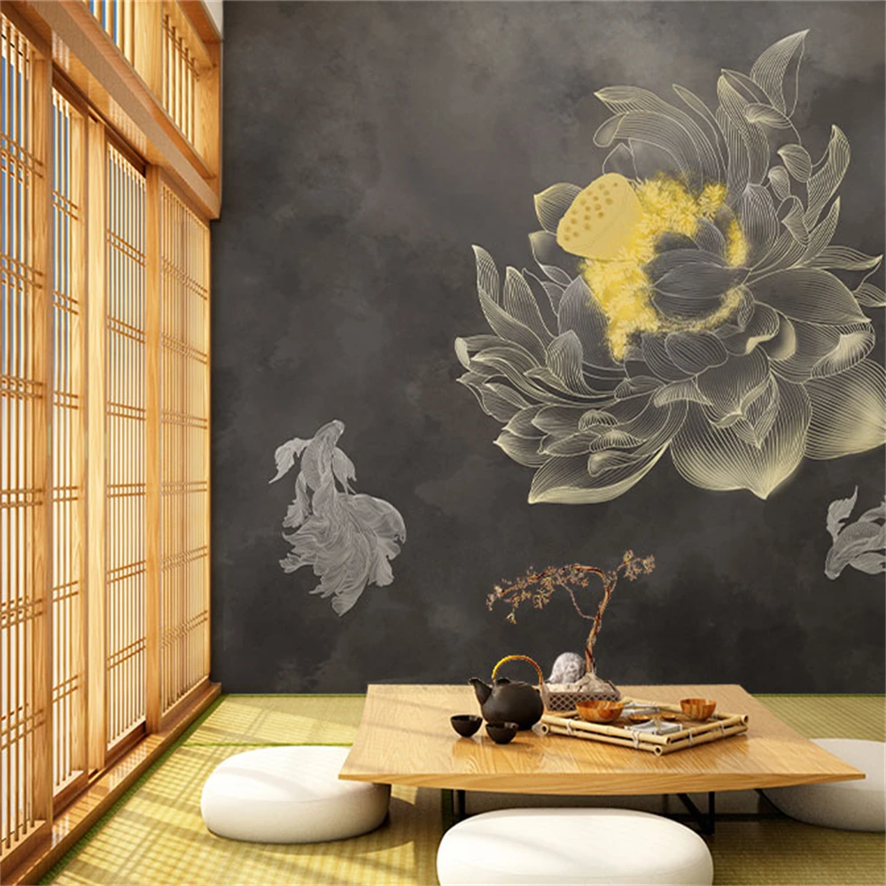 Custom 3D mural Large flowered carp wallpaper TV background Nordic retro wallpaper for children's room Home decor