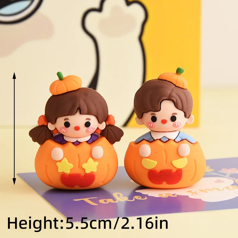 Halloween Cake Topper Pumpkin Boy Girl Ghost Castle Haunted Houses Cupcake Topper for Happy Halloween Party Supplies Funny Dolls view 3