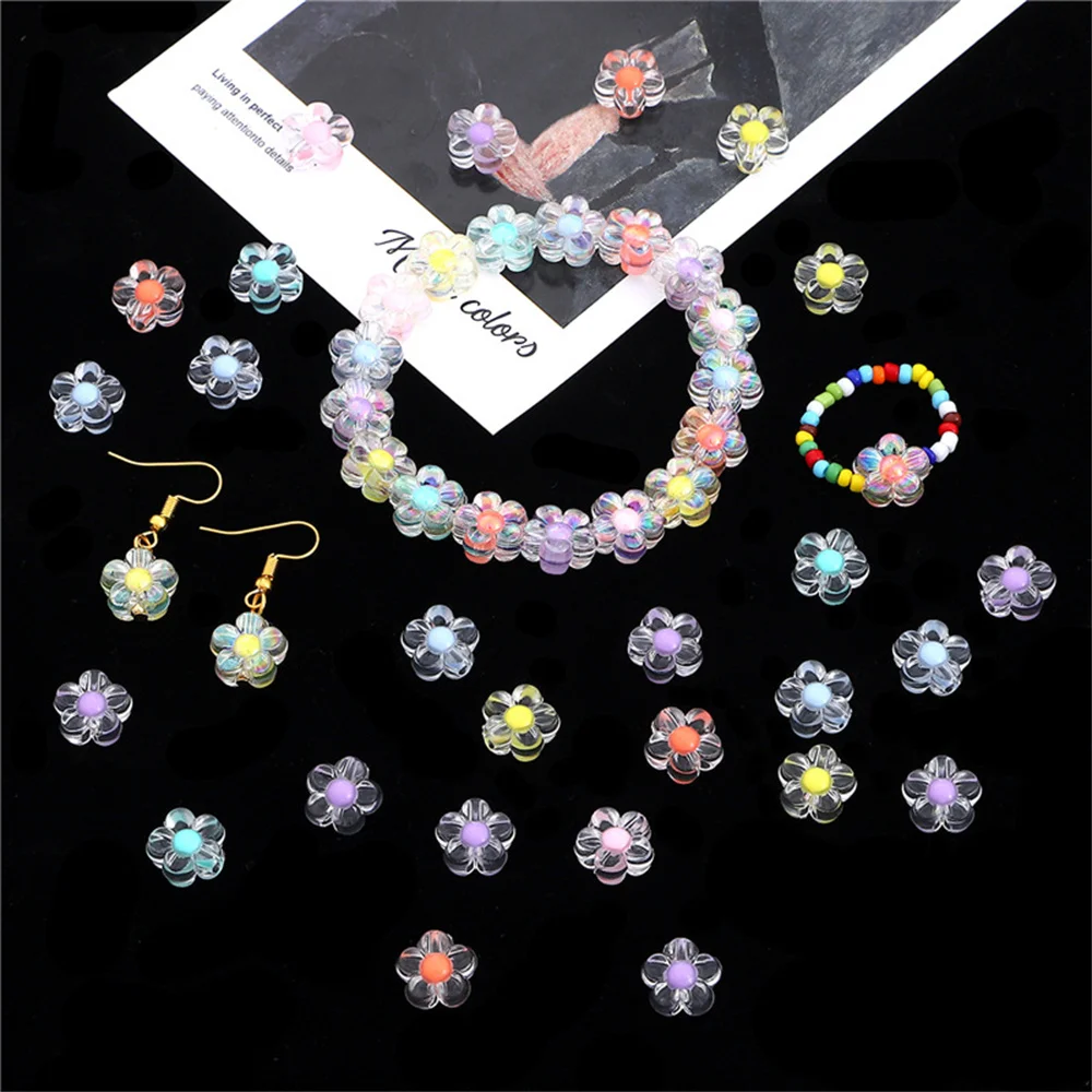 Acrylic Transparent Five-petal Flower Heart Plum Blossom Diy Hair Accessories Head Rope Hair Ring Handicraft Production