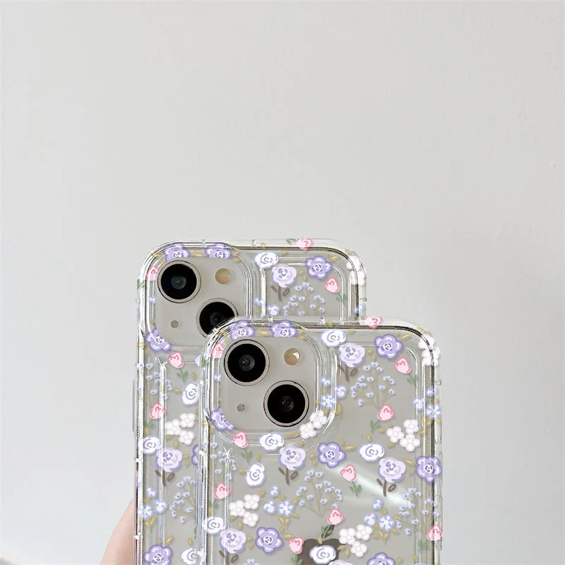 Small Florals Clear Phone Case For iPhone 17 Fundas iPhone 17 Pro Max 16 16e 15 14 Plus 13 11 12 17 Air Soft Silicone Back Cover
