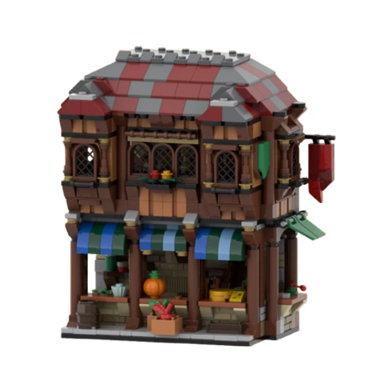 Spot small particle MOC-177014 medieval street view house building series puzzle DIY creative toy model decoration holiday gift