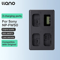 LLANO NP-FW50 FZ-100 NP-BX1 Camera Charger LED Display Single/Dual/Three Charger Slot with Storage Function, QC3.0 Fast Charger