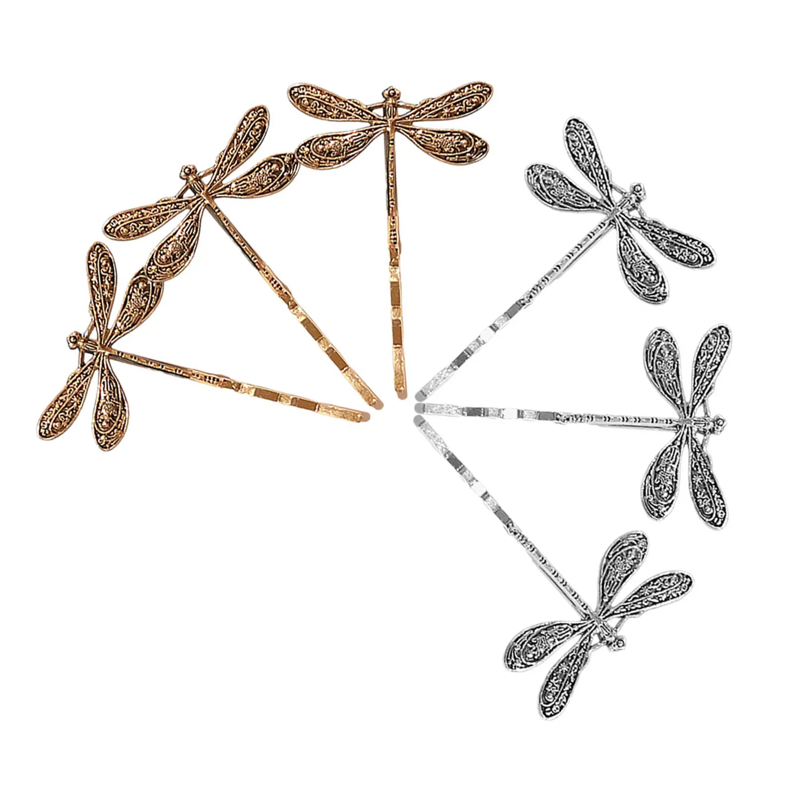 Juego de 6 pinzas para el cabello con diseño de libélula vintage, accesorios decorativos de metal para el cabello para mujeres y niñas, horquillas elegantes y delicadas que no se deslizan fácilmente