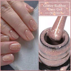 7ml Glitter Rubber Base Gel Nail Polish Nude Sparkling Glitter Semi Permant Varnishes Soak Off UV LED Nail Art Self-leveling Gel