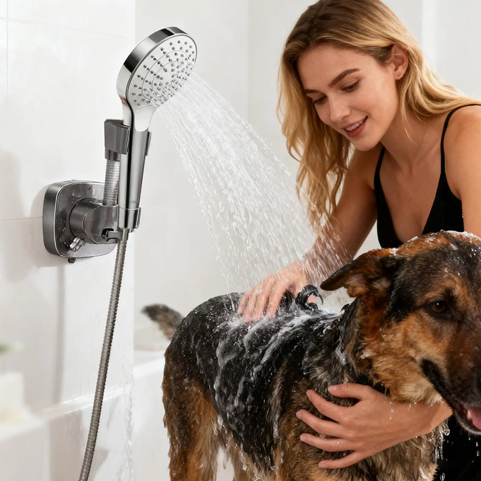 

Shower Wand Holder Adjustable Suction Cup Design Handheld Shower Head Bracket For Home Bathroom Toilet College Dorm Dormitory