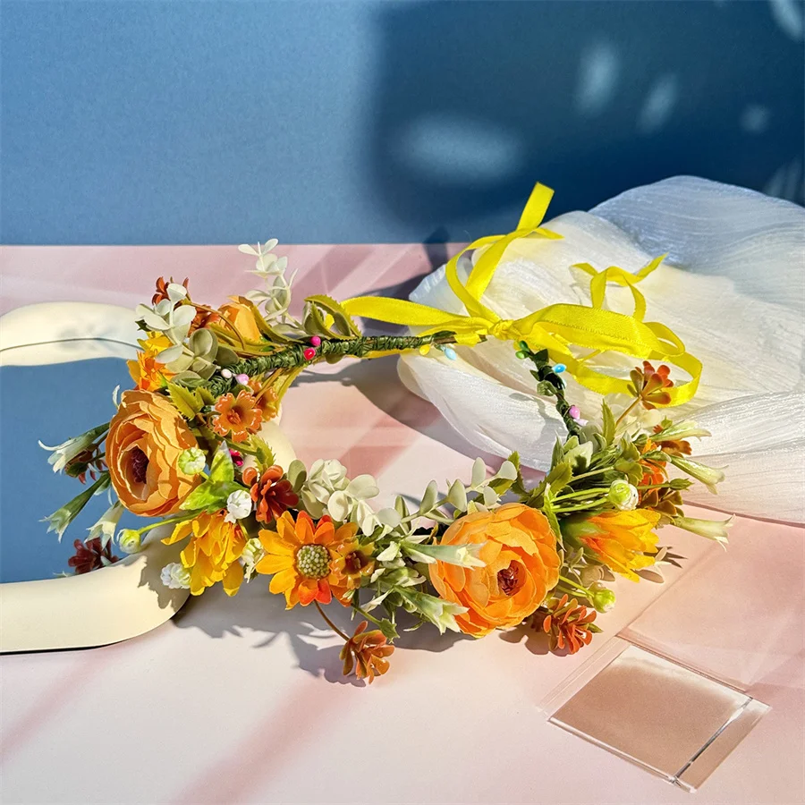 

Simulated artificial flower garland fashionable romantic bridal garland headband women's bohemian high-end hair accessories