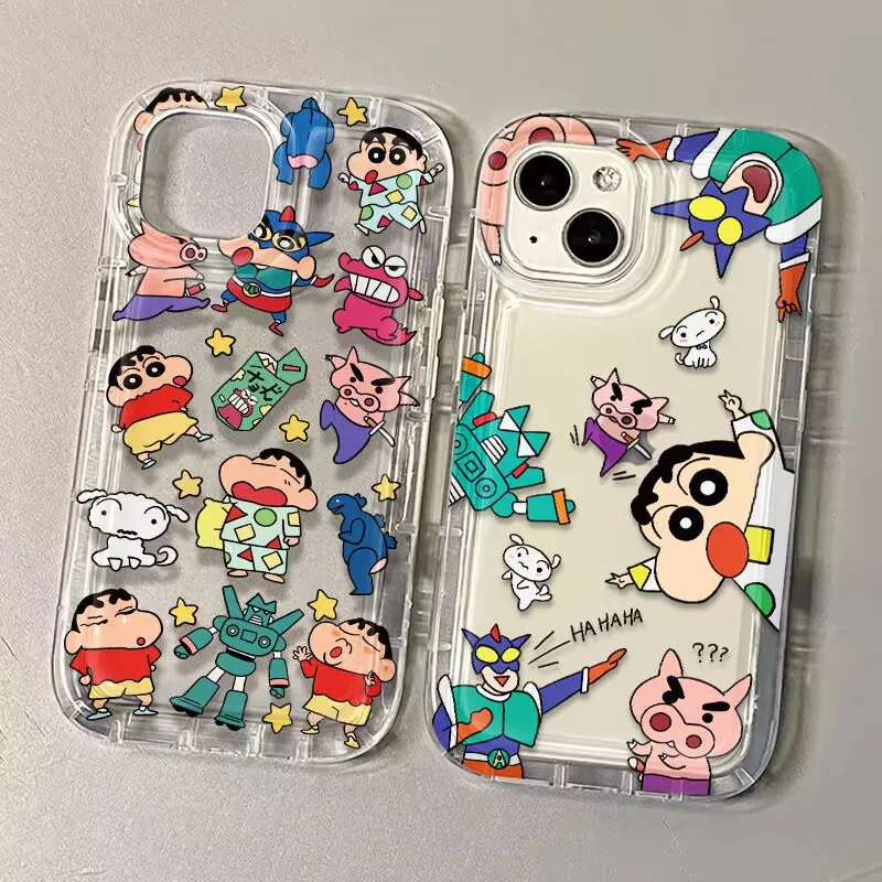 Cute C-Crayons S-Shin-chans Phone Case for Samsung Galaxy S24 S23 S22 S21 S20 S10 Note20 Note10 FE Ultra Plus 4G 5G Clear Cover