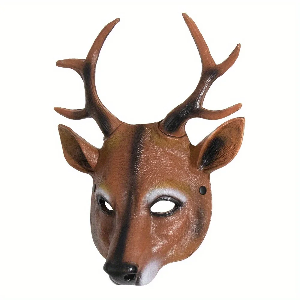 New PU Foam Deer Mask - Halloween & Christmas Animal-Themed Mask, Masquerade Party Costume Prop