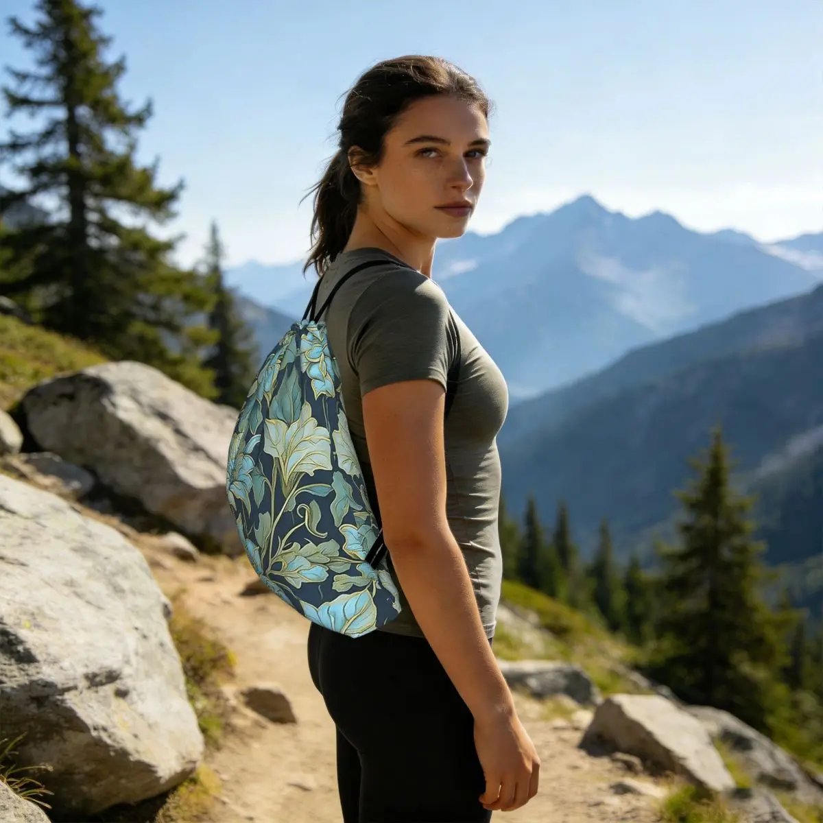 William Morris Compton Floral Pattern Backpacks Portable Drawstring Bags Sports Bag Book Bags for Man Woman Students