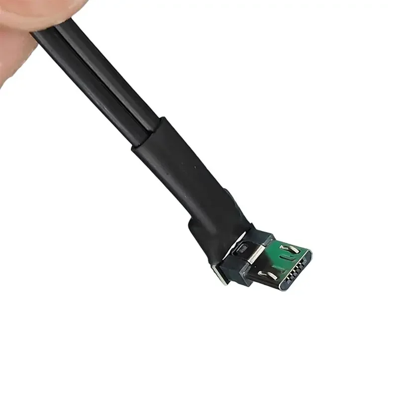 ADT-Link USB 2.0 نوع A إلى Micro-B كابل تمديد مسطح لإمدادات الطاقة 8 دبوس ذكر رئيس الانحناء زاوية موسع الشريط محول