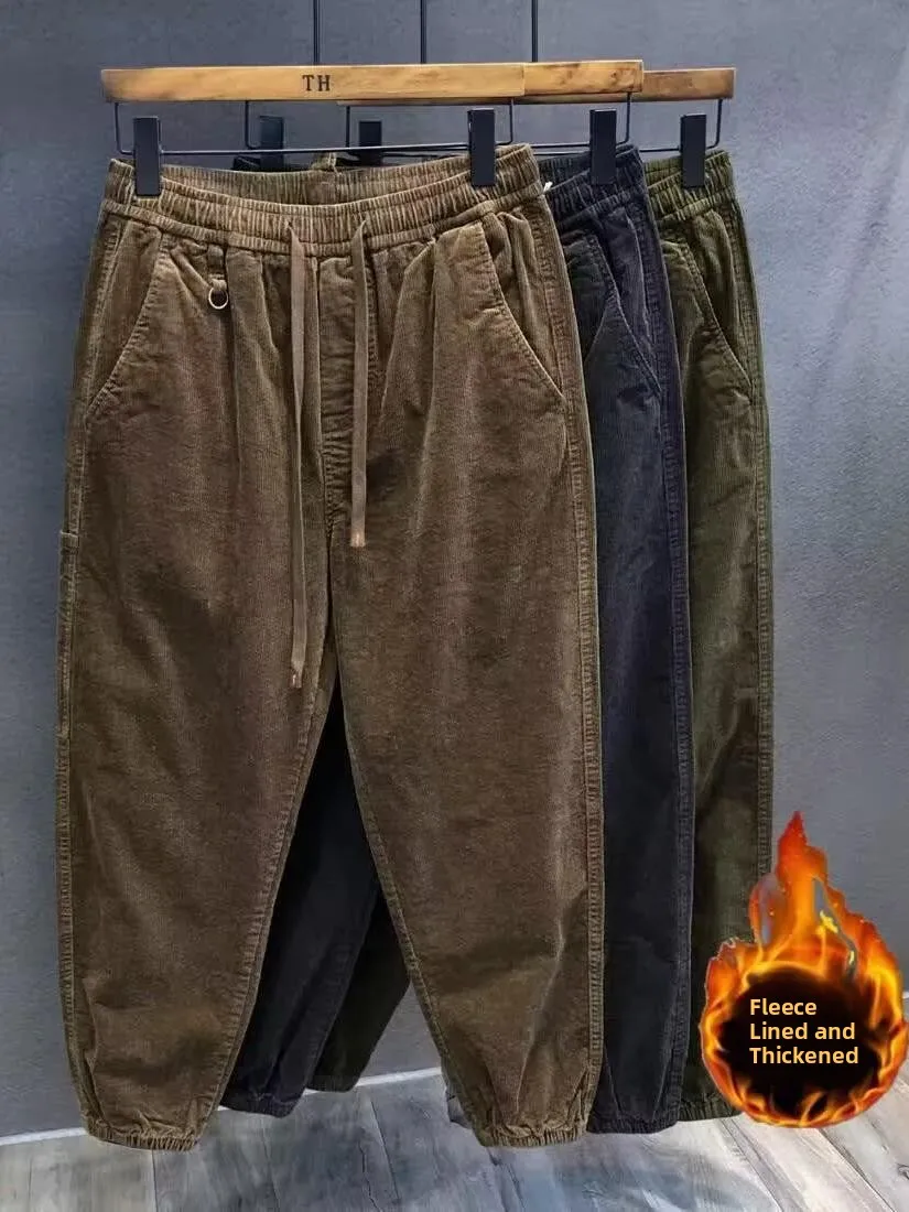 Вельветовые мужские повседневные брюки Harajuku Sle Thiened Fce, осенне-зимние свободные брюки для рабочей одежды, молодежные брюки для активного отдыха