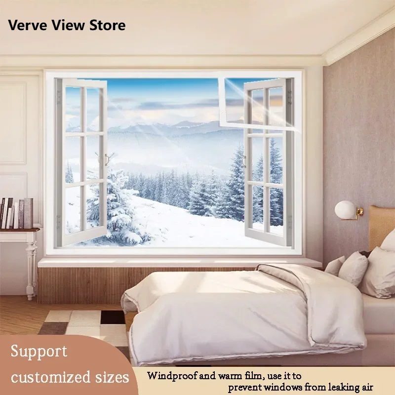 

New white winter window windproof curtains, windproof and warm film sealed plastic cloth, warm and antifreeze insulation