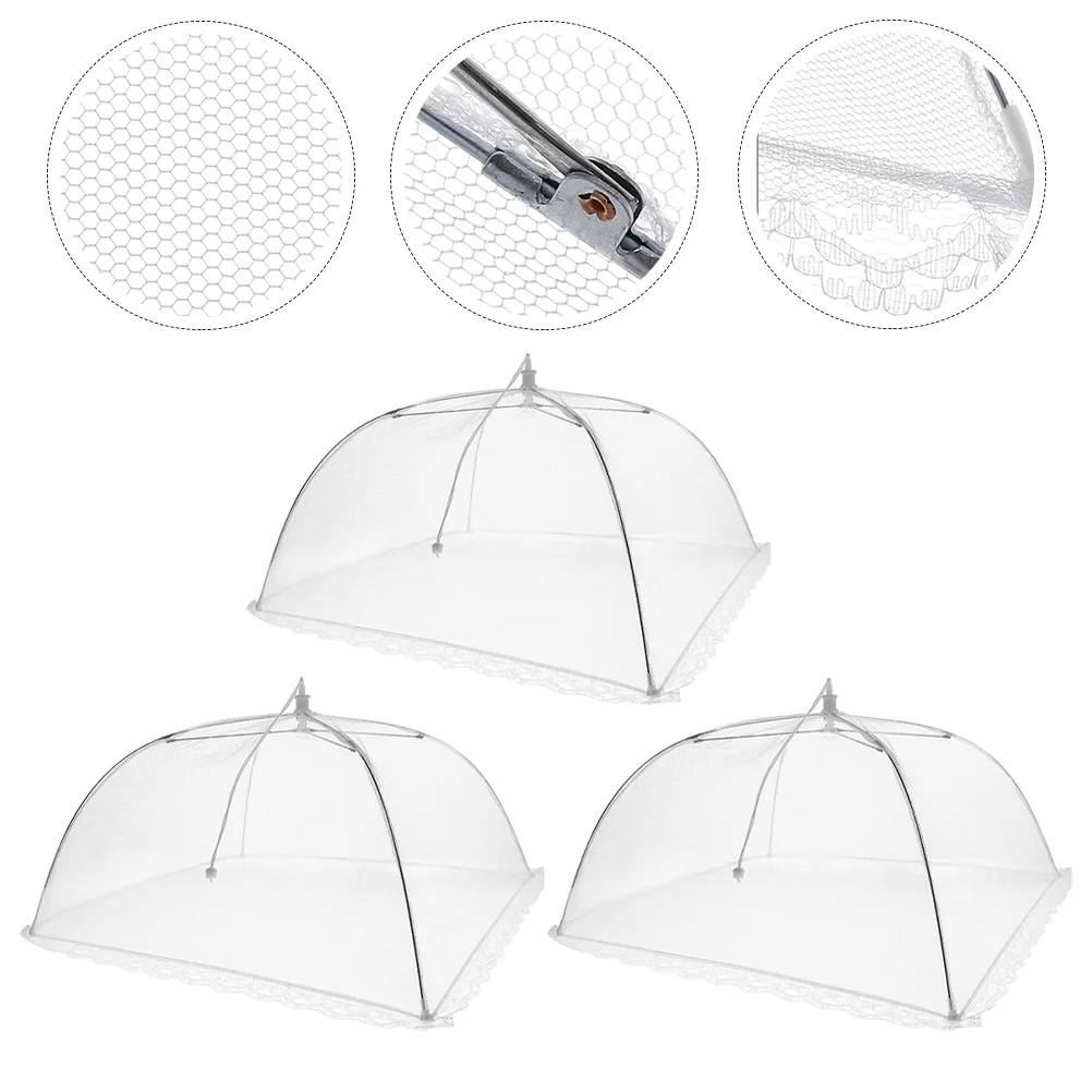 

3 Pcs Mesh Food Cover Covers Foldable Tent for outside Outdoor Cuisine Dish Cloth Kitchen Protector Pool Party Folding Dishes