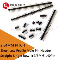 100pcs 2.54mm Short Low Profile L7.5/8.5/9.5/10.5mm 1x2/3/4/5/6/7/8P Straight Single Row 0.8U Gold PCB Connector Male Pin Header