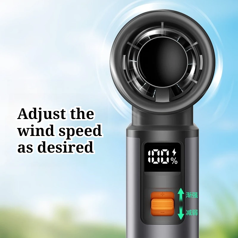 Przenośny, ręczny wentylator z silnikiem o wysokiej prędkości, długotrwała żywotność baterii, przenośny, mocny wiatr, regulowany, wygodny, ładowalny wentylator.