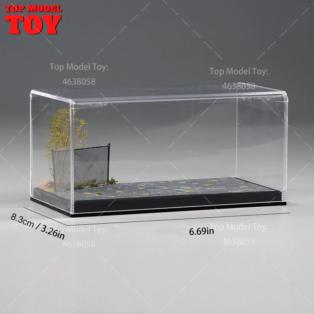 17X8.3cm Park Bench Bamboo Scene Platform with Glass Scene Model Suitable For 1/64 1/43 Car Miniature Diorama Figure