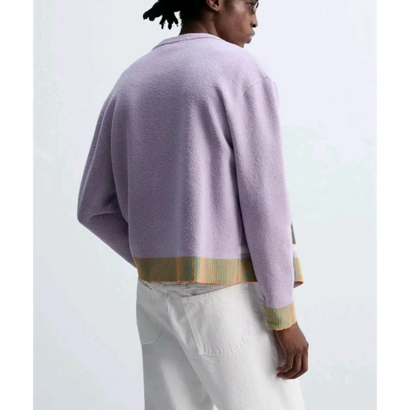 خريف جديد الرجال عادية مستقيم الساق محبوك سترة سترة مستديرة Ne ريترو طباعة ملابس خارجية ألياف البوليستر ort Sve #4