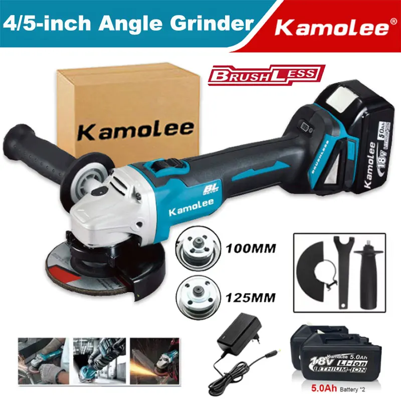 Kamolee Angle Grinder Elétrico de Polegadas 18500rpm sem Escova sem Fio Velocidade Ferramenta Elétrica de Corte para Makita 18v Bateria.